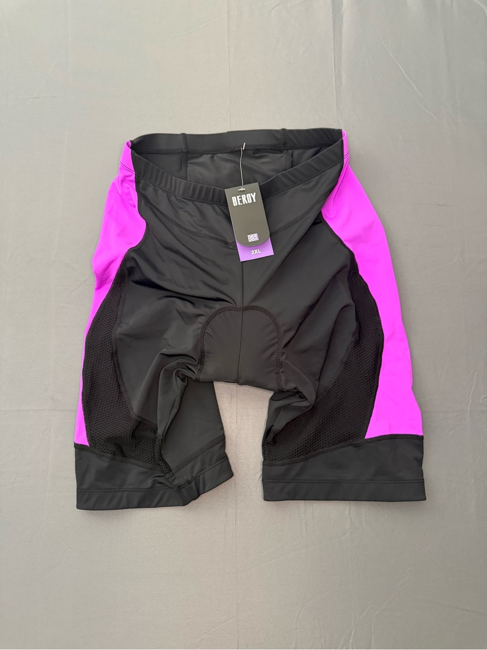 NWT Beroy Women's 3D Gel Padded Cycling Shorts Black Magenta Pink